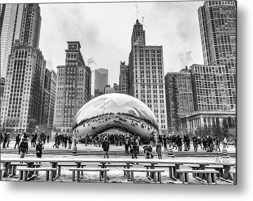 Usa Metal Print featuring the photograph Cloud Gate BW by Framing Places
