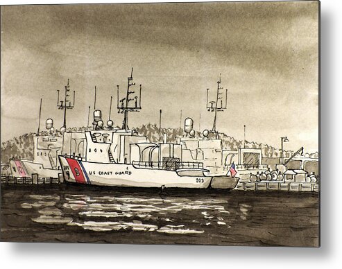 Uscg Metal Print featuring the painting Coast Guard Base Portsmouth by Vic Delnore