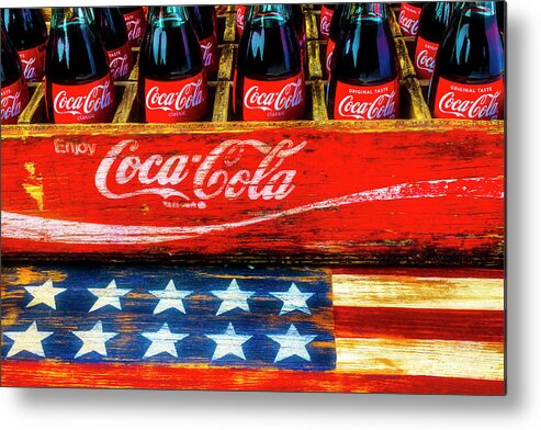 Cococa Metal Print featuring the photograph Coca Cola And Wooden American Flag by Garry Gay