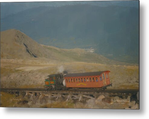 Cog Railway Mount Washington Metal Print featuring the painting Cog Railway Mount Washington by Bill McEntee