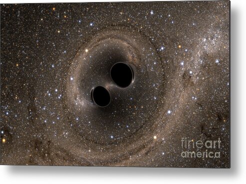Science Metal Print featuring the photograph Colliding Black Holes Make Waves by Science Source