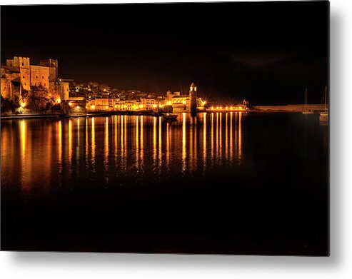 Collioure Metal Print featuring the photograph Collioure at Night by Jean Gill