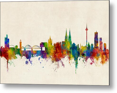 Cologne Metal Print featuring the digital art Cologne Germany Skyline by Michael Tompsett