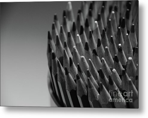 Pencil Metal Print featuring the photograph Colored Pencils - Black and White by Adrian De Leon Art and Photography