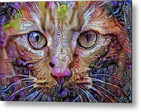 Cat Metal Print featuring the digital art Colorful Cat Art by Peggy Collins
