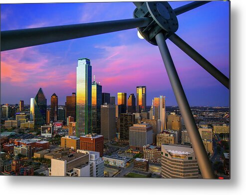 America Metal Print featuring the photograph Colorful Evening Skyline of Dallas Texas by Gregory Ballos