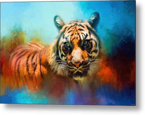 Jai Johnson Metal Print featuring the photograph Colorful Expressions Tiger 2 by Jai Johnson