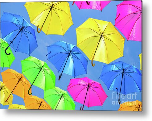 Umbrellas Metal Print featuring the photograph Colorful Umbrellas III by Raul Rodriguez