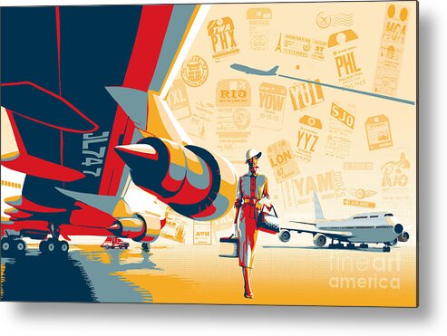 Airport Metal Print featuring the painting Come fly with me by Sassan Filsoof
