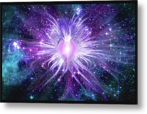 Cosmic Metal Print featuring the mixed media Cosmic Heart of the Universe Mosaic by Shawn Dall