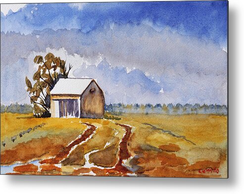 Rural Landscape Metal Print featuring the painting Country Barn by Ruben Carrillo