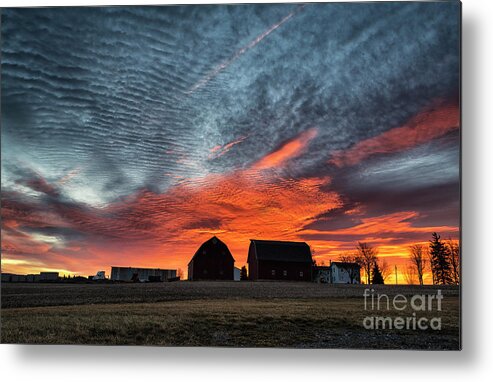 Outdoor Metal Print featuring the photograph Country Barns Sunrise by Joann Long