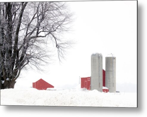 Red Metal Print featuring the photograph Country Red and White by Cathy Beharriell