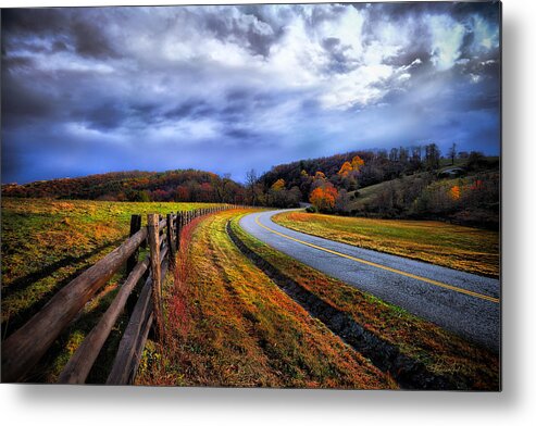 Blue Metal Print featuring the photograph Country Road by Renee Sullivan