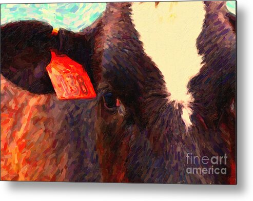 Wildlife Metal Print featuring the photograph Cow 138 Reinterpreted by Wingsdomain Art and Photography