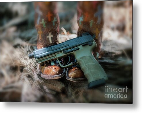 45 Tactical Metal Print featuring the photograph Cowgirl Shabby Chic by Dale Powell