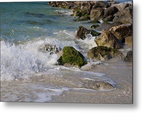 Teal Metal Print featuring the photograph Crash and Splash by Michiale Schneider