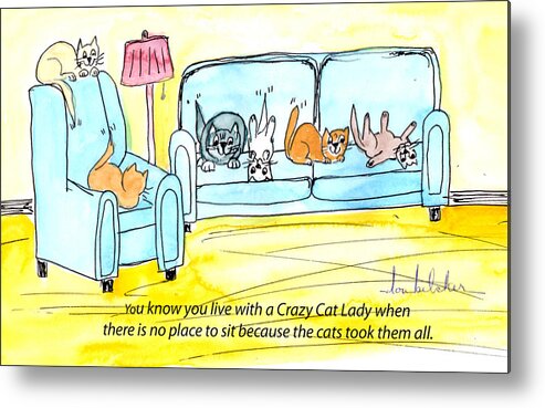 Cat Metal Print featuring the painting Crazy Cat Lady 0004 by Lou Belcher