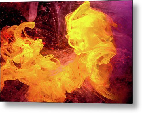 Abstract Metal Print featuring the photograph Crazy Chase - Purple And Yellow Abstract Photography by Modern Abstract