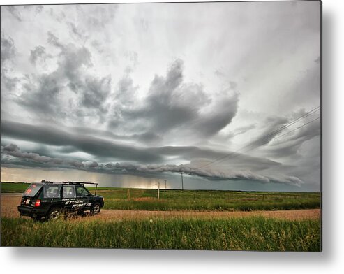 Tornado Metal Print featuring the photograph Crazy Shelf Cloud near Ponteix Sk. by Ryan Crouse