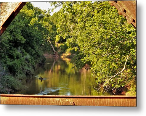 View Metal Print featuring the photograph Creek View Through Bridge Trusses by Sheila Brown