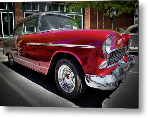 Crimson And Gray 1955 Chevy Metal Print featuring the photograph Crimson and Gray 1955 Chevy by David Patterson