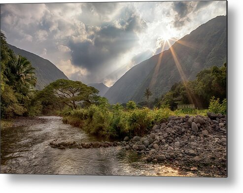 Waipio Valley Metal Print featuring the photograph Crossing Hiilawe Stream by Susan Rissi Tregoning