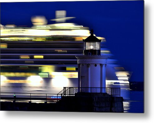 Bug Light Metal Print featuring the photograph Cruise Ship at Bug Light by Colleen Phaedra