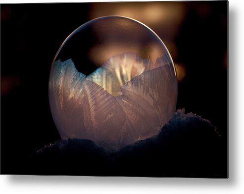 Crystallizing Bubble Metal Print featuring the photograph Crystallizing Bubble by Loni Collins
