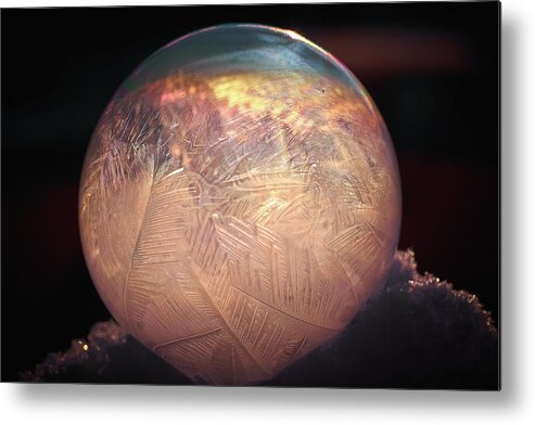 Crystallizing Bubble Metal Print featuring the photograph Crystallizing Bubble2 by Loni Collins