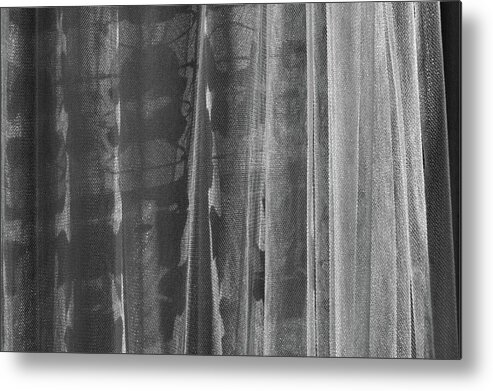 Black And White Metal Print featuring the photograph Curtains BW by Lyle Crump