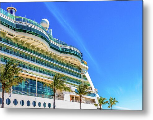 Beautiful Metal Print featuring the photograph Curved Glass Over Balconies on Luxury Cruise Ship by Darryl Brooks