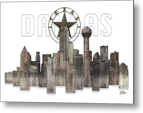 Dallas Texas Skyline Artwork By Doug Kreuger Metal Print featuring the digital art Dallas Texas Skyline by Doug Kreuger
