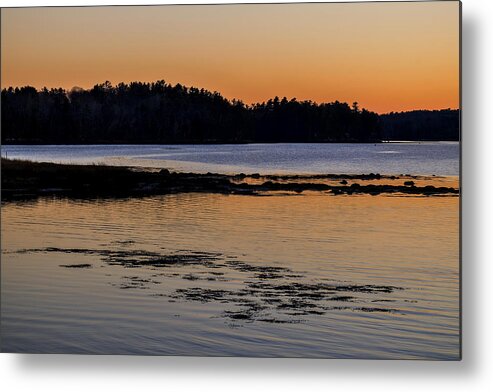 Maine Lobster Boats Metal Print featuring the photograph Damariscotta Twilight by Tom Singleton