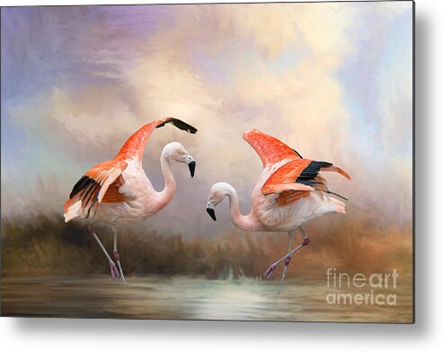 Flamingos Metal Print featuring the photograph Dance of the Flamingos by Bonnie Barry
