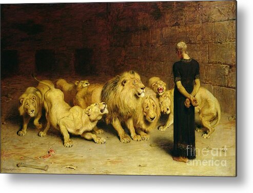 #faatoppicks Metal Poster featuring the painting Daniel in the Lions Den by Briton Riviere