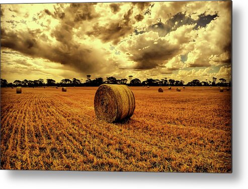 Dark Skies Metal Print featuring the photograph Dark Clouds Over Hayfield by Mountain Dreams