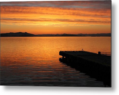 Dawn Metal Print featuring the photograph Dawn on the water at Dusavik by Charles and Melisa Morrison