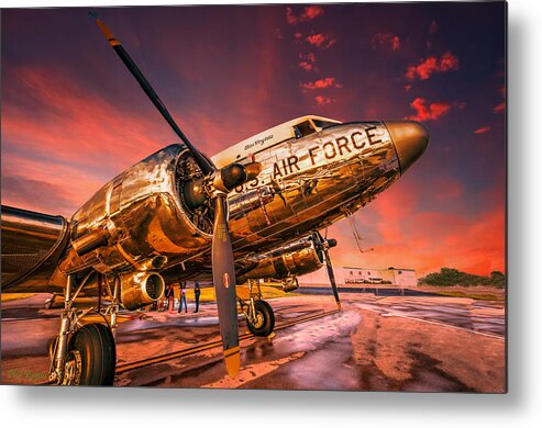 Aircraft Metal Print featuring the photograph DC-3 In Surreal Evening Light by Phil And Karen Rispin
