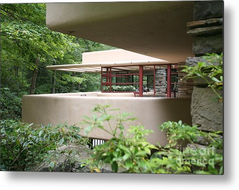 Falling Water Metal Print featuring the photograph Deck Patio Falling Water by Chuck Kuhn