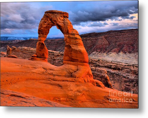 Delicate Arch Metal Print featuring the photograph Delicate Sunset Arch by Adam Jewell