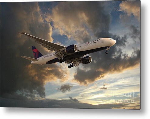 Delta Airlines Metal Print featuring the digital art Delta Air Lines Boeing 777-200LR by Airpower Art
