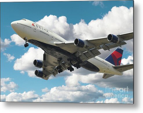 Boeing Metal Print featuring the digital art Delta Airlines Boeing 747 by Airpower Art