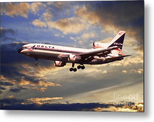 Delta Metal Print featuring the digital art Delta Airlines Lockheed L-1011 TriStar by Airpower Art