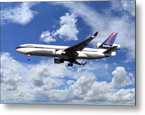 Delta Metal Print featuring the digital art Delta Airlines McDonnell Douglas MD-11 by Airpower Art