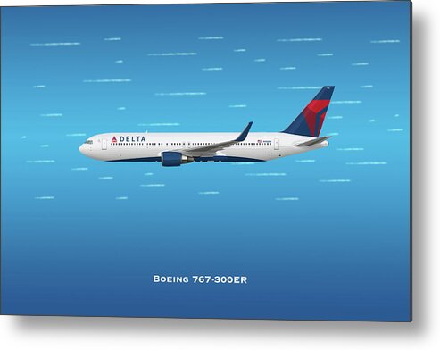 Delta Metal Print featuring the digital art Delta Boeing 767-300ER by Airpower Art