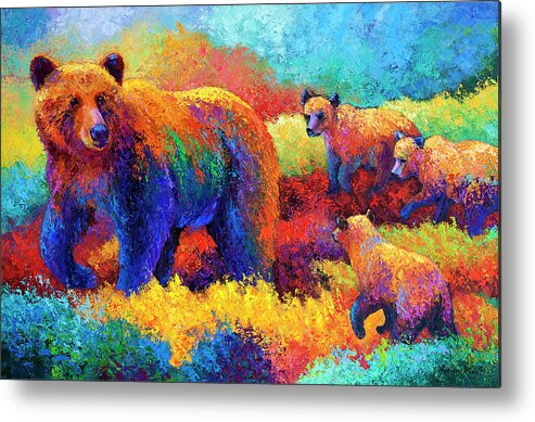Bear Bears Metal Print featuring the painting Denali Family by Marion Rose