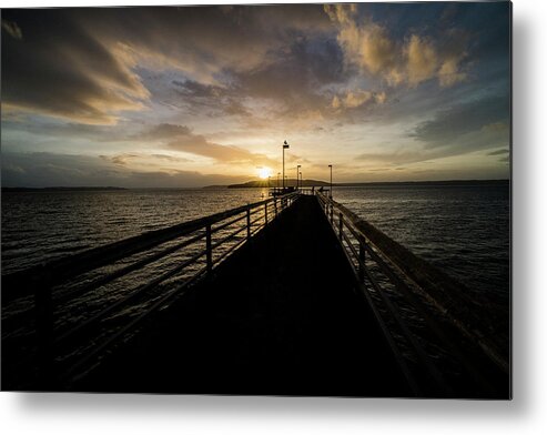 Des Moinies Metal Print featuring the photograph Des Moines Pier Sunset by Matt McDonald