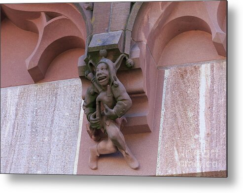 Stone Metal Print featuring the photograph Detail of stone carving on the Spalentor in Basel Switz by Louise Heusinkveld