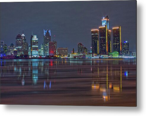 Detroit Metal Print featuring the photograph Detroit skyline from Windsor in HDR by Jay Smith